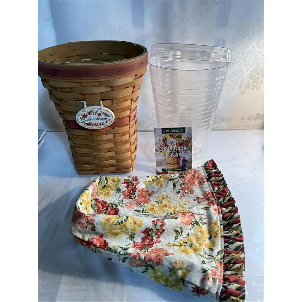 Longaberger 1998 May Series Snapdragon Basket w/Liner, Protector and Tie-on